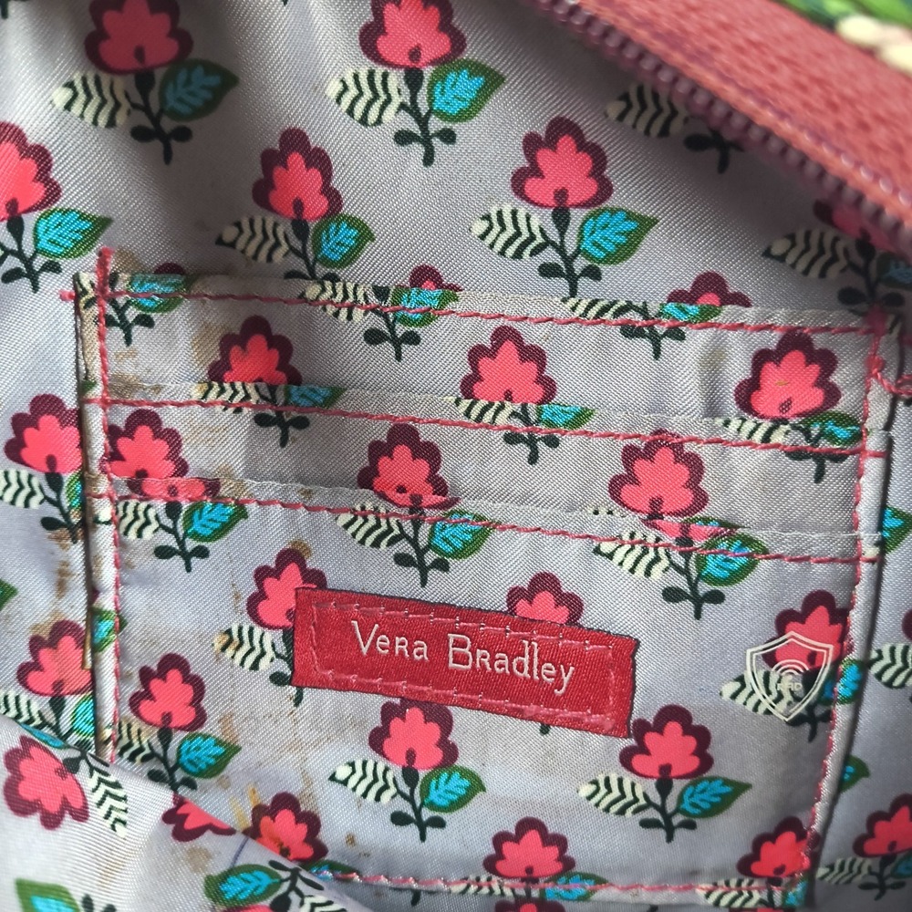Vera Bradley Crossbody Bag Women Small Red Burgundy Floral Quilted Purse Flowers - Picture 13 of 16